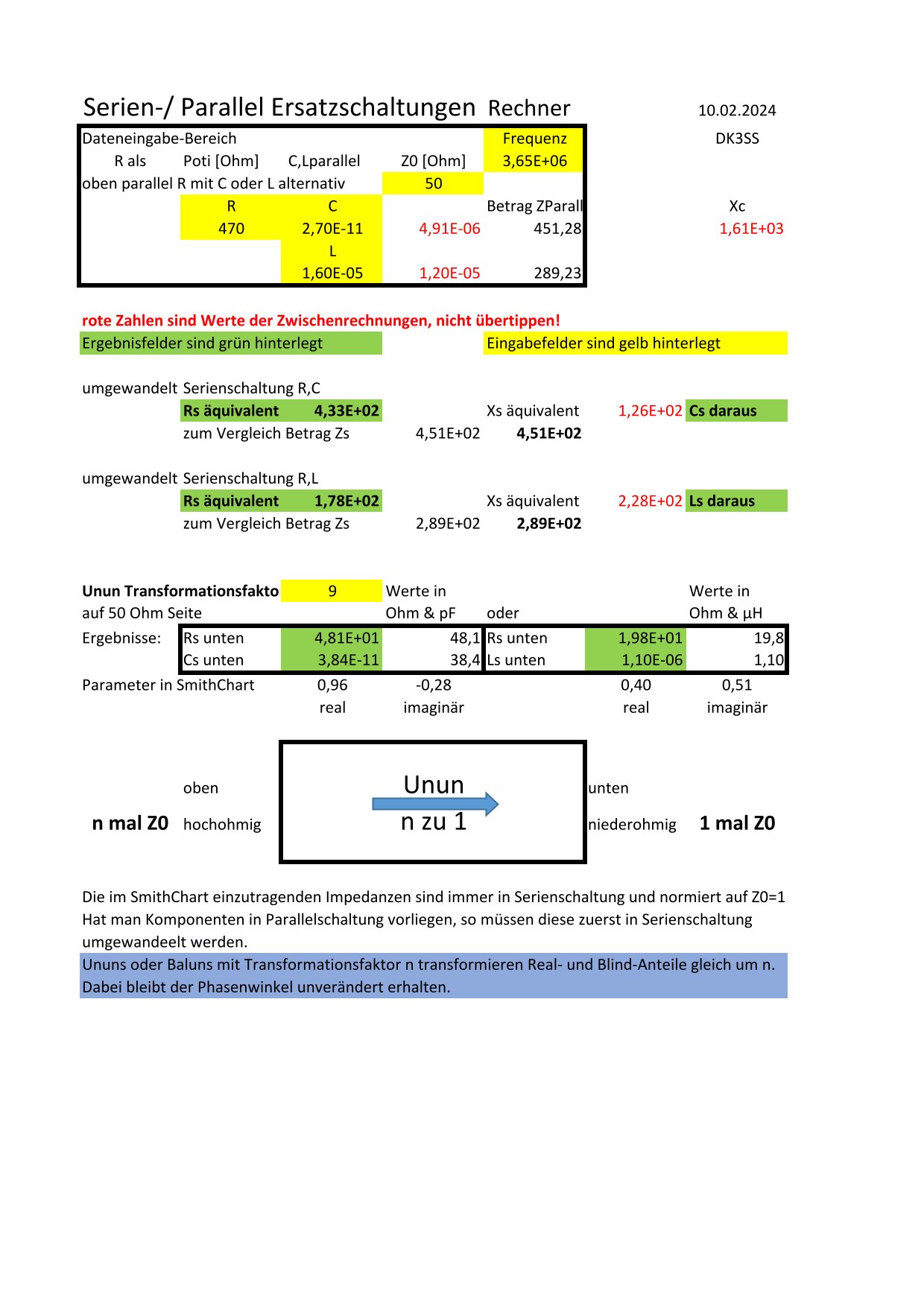 EXCEL-Rechner